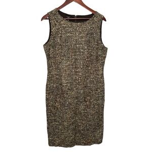 Talbots Women's Sheath Dress Green Tweed Sleeveless Lined Size 12P